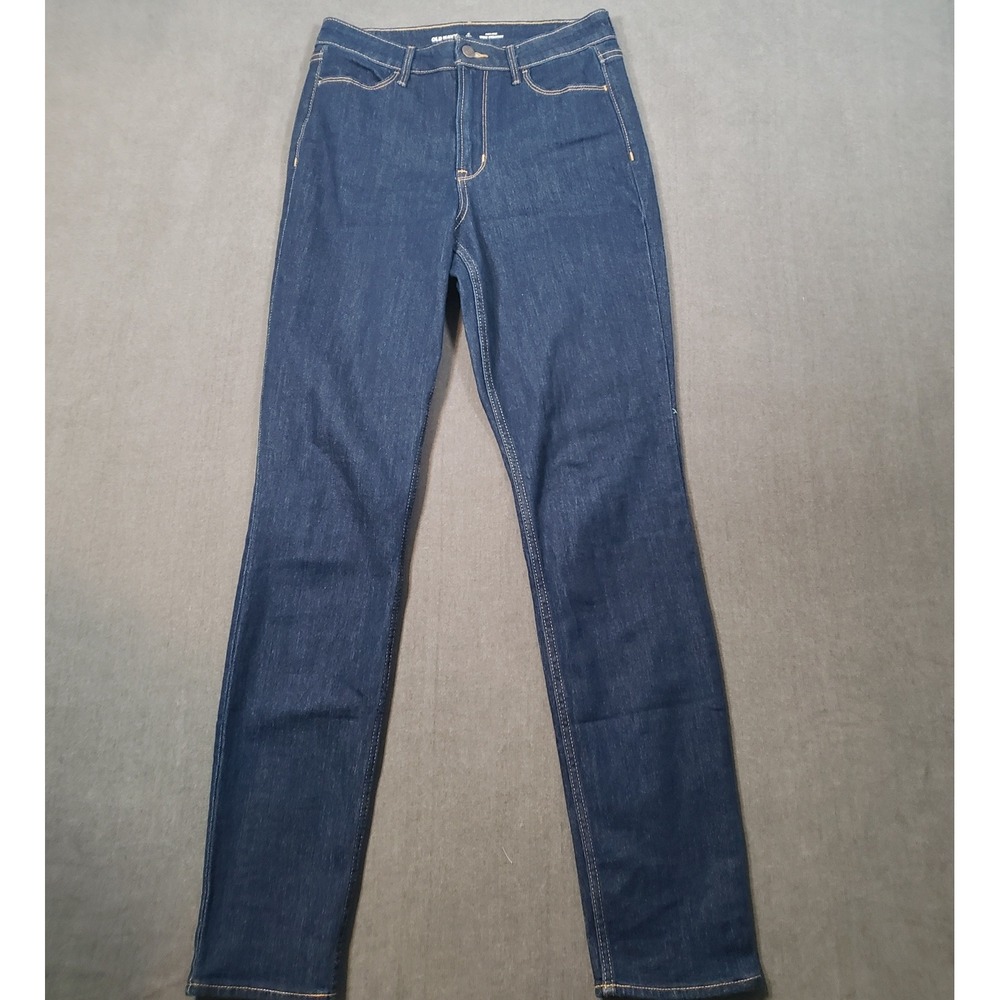 Old Navy Wow Straight Jeans Womens 4 Tall Dark Wash High Rise Denim
